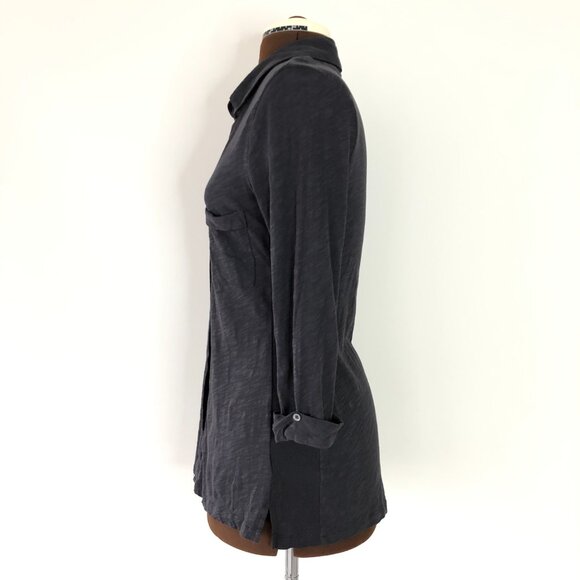 Grey Button Front Top - Picture 3 of 6